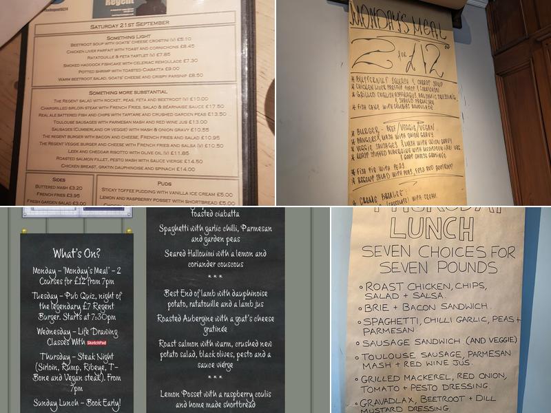 The Prince Regent Menu