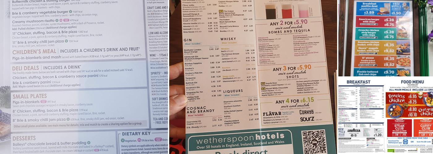 The Sugar Loaf - JD Wetherspoon Menu