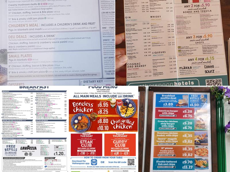 The Sugar Loaf - JD Wetherspoon Menu