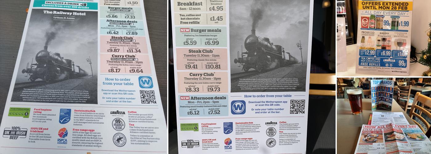 The Railway Hotel – JD Wetherspoon Menu