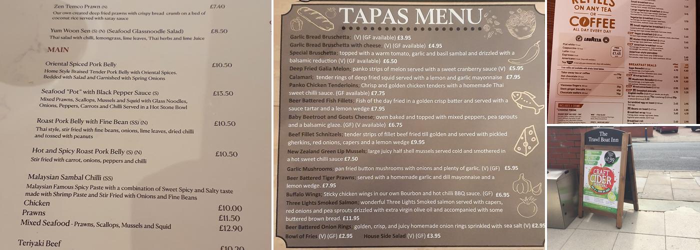 The Trawl Boat Inn – JD Wetherspoon Menu