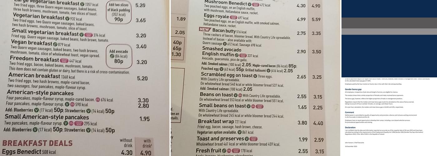 The Thomas Waghorn Menu