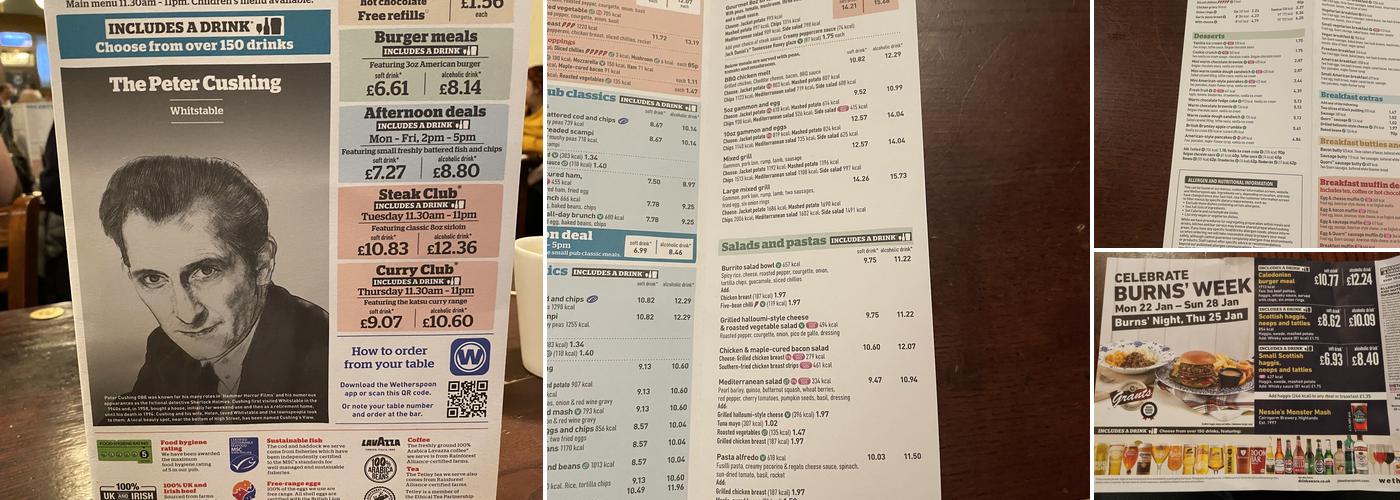 The Peter Cushing Menu