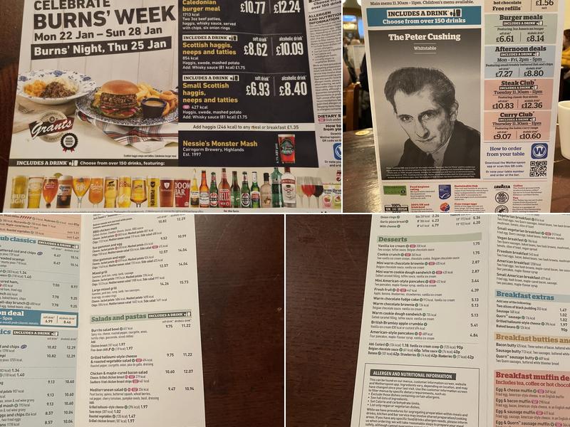 The Peter Cushing Menu