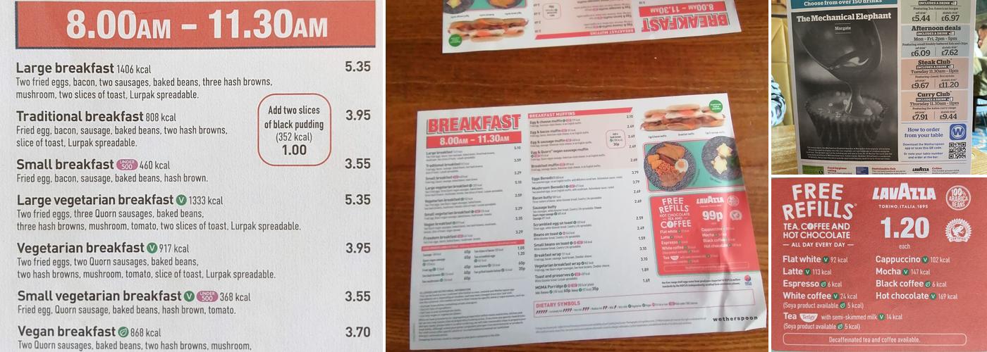 The Mechanical Elephant Menu