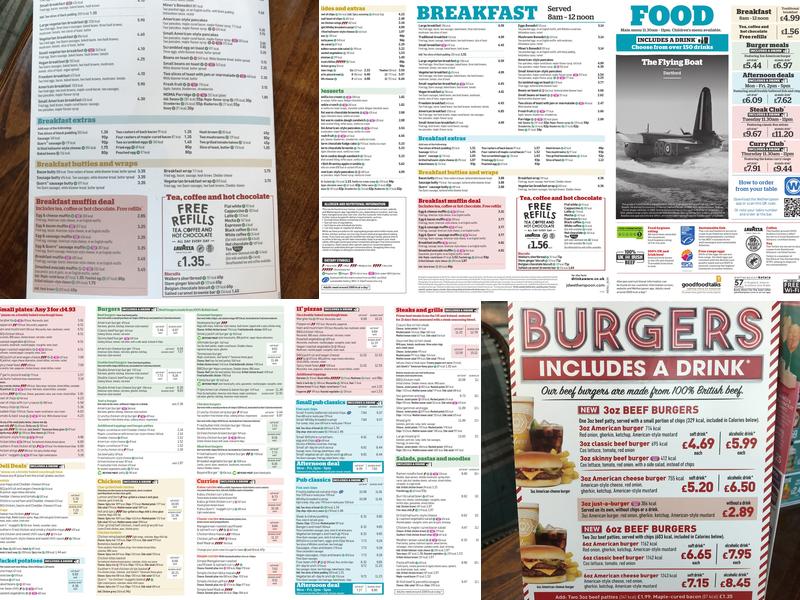 The Flying Boat Menu