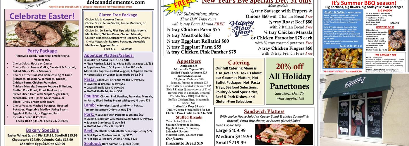 Dolce & Clemente's Menu