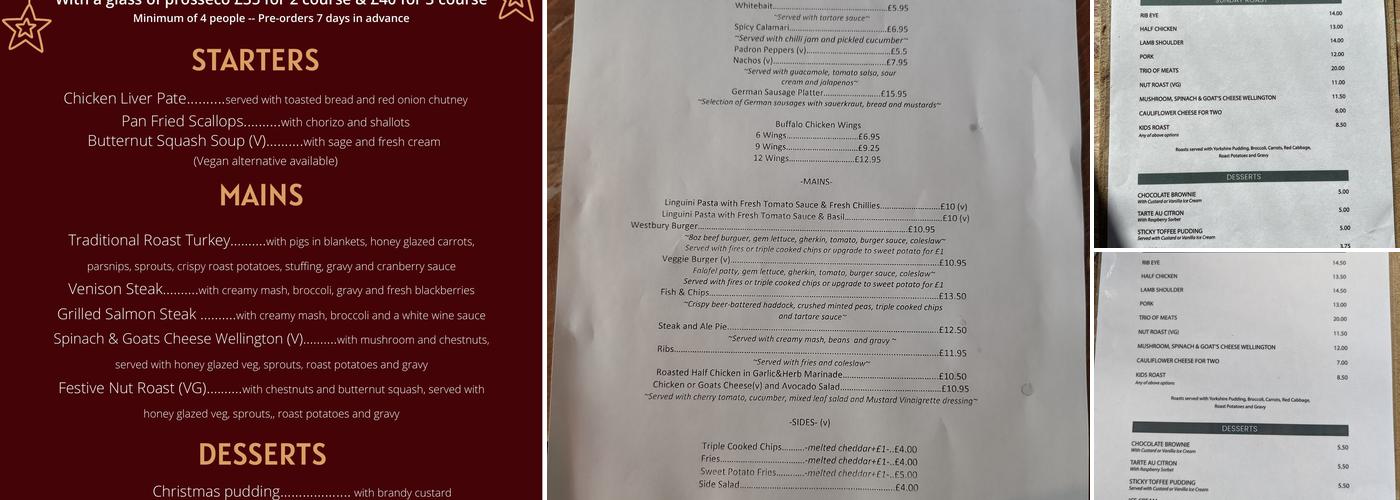 The Westbury Menu
