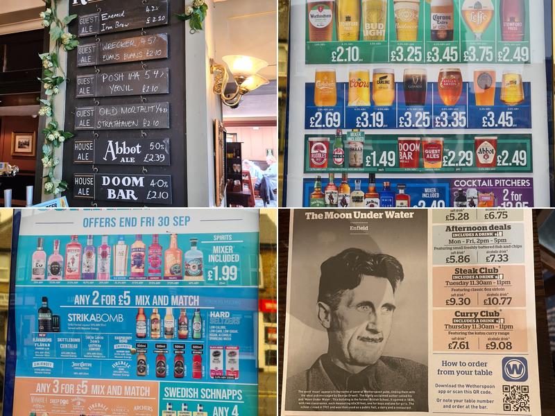 The Moon Under Water - JD Wetherspoon Menu