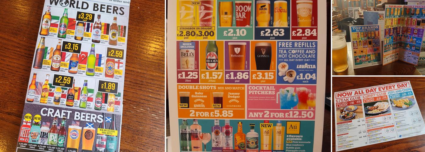 The Moon Under Water - JD Wetherspoon Menu