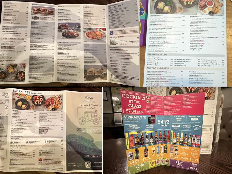 The Hope & Champion - JD Wetherspoon Menu