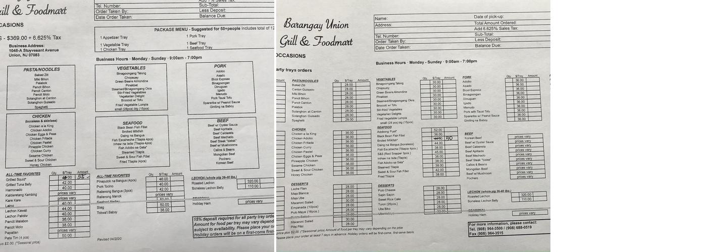 Barangay Menu
