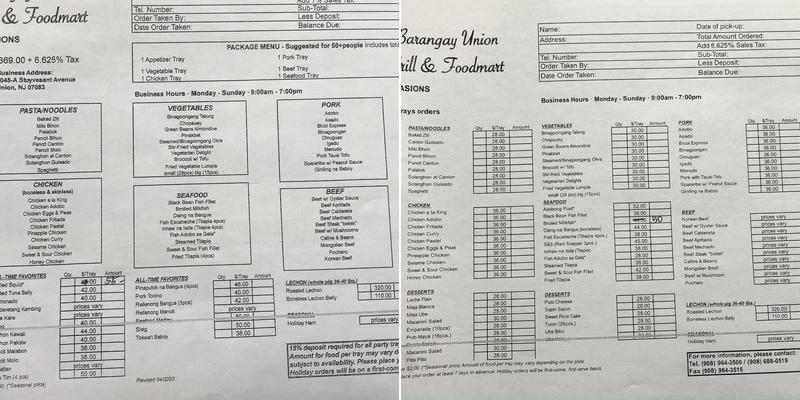 Barangay Menu