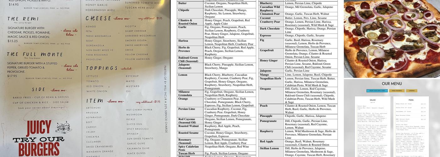 D'Avolio Kitchen Menu