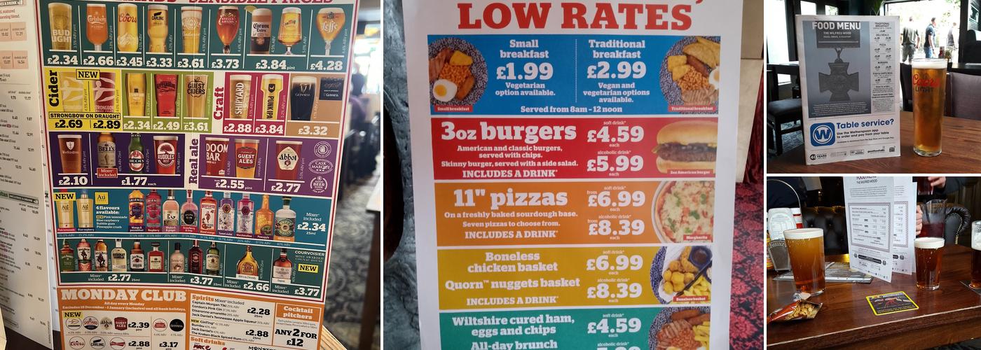 The Wilfred Wood - JD Wetherspoon Menu