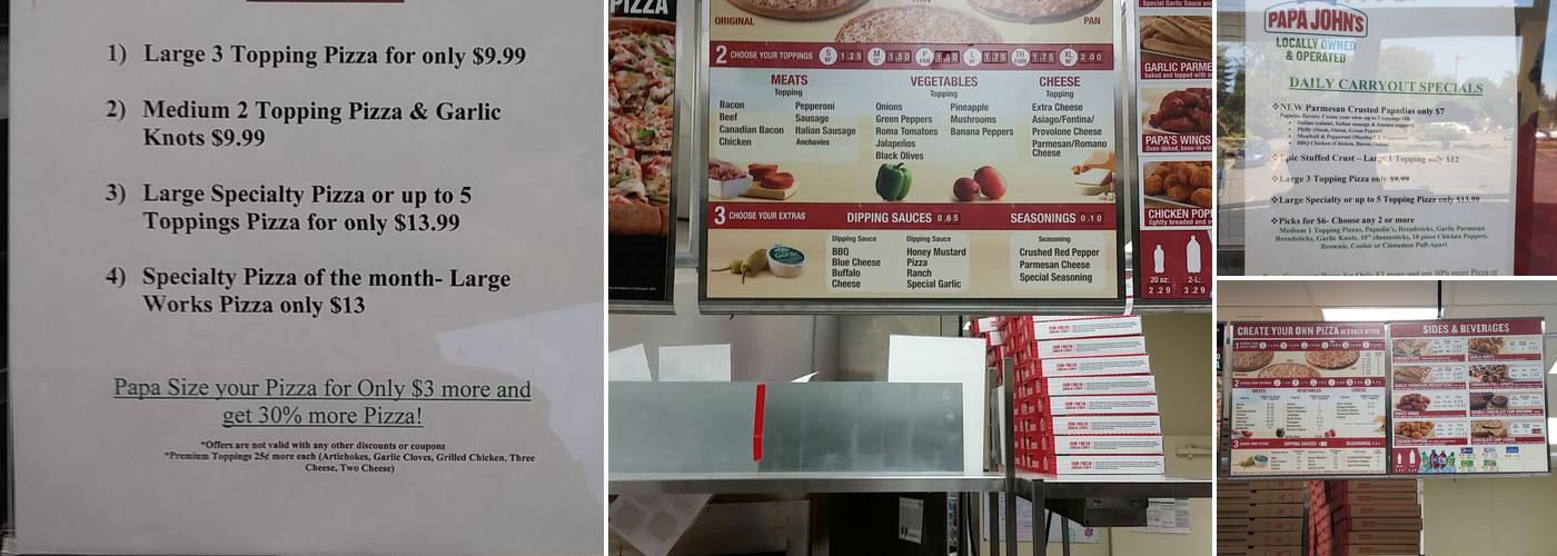 Papa Johns Pizza Menu