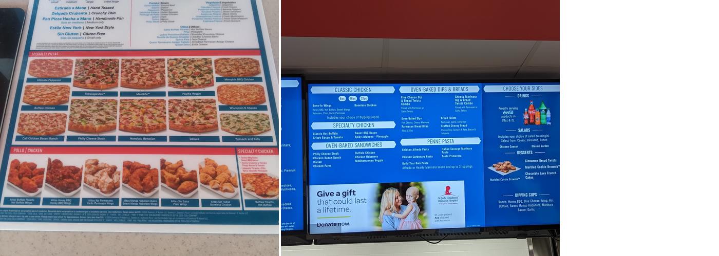 Domino's Pizza Menu