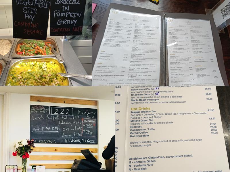 222 Vegan Cuisine Menu