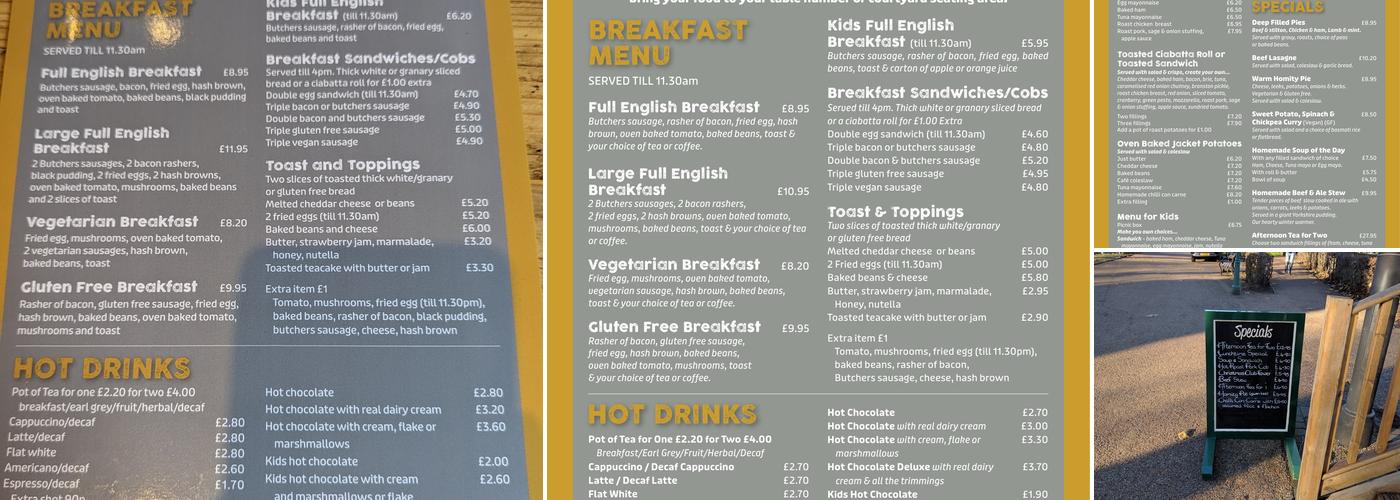 Cafe in the Park Menu