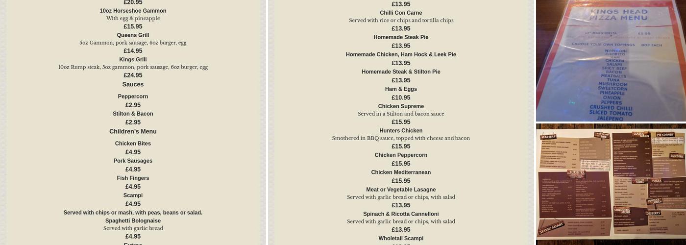 The Kings Head Menu