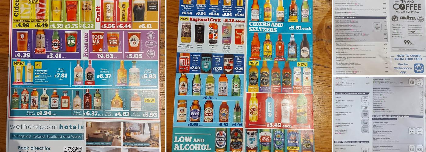 Hamilton Hall - JD Wetherspoon Menu