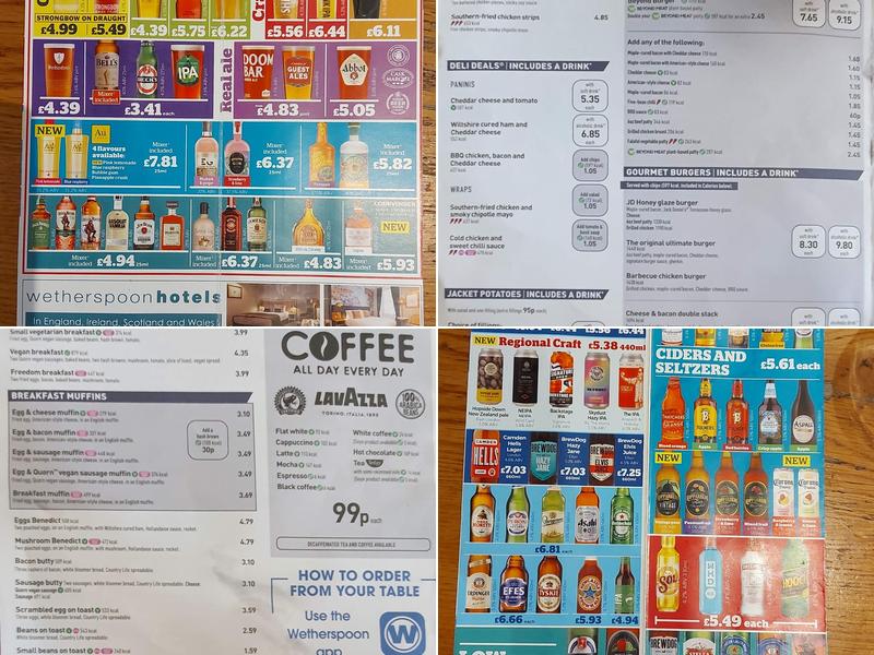 Hamilton Hall - JD Wetherspoon Menu