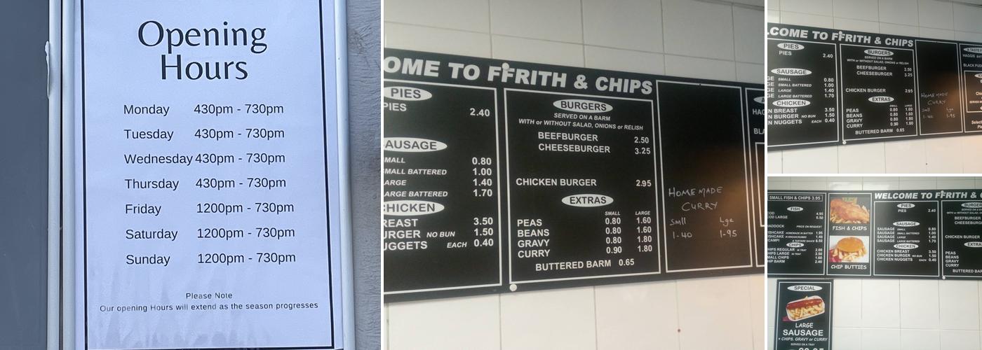 Ffrith & Chips Menu