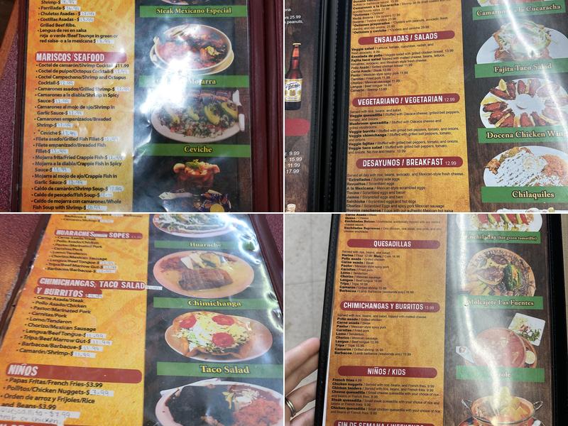 Las Fuentes Menu