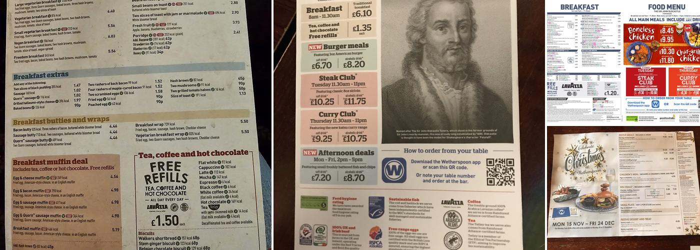 The Sir John Oldcastle - JD Wetherspoon Menu