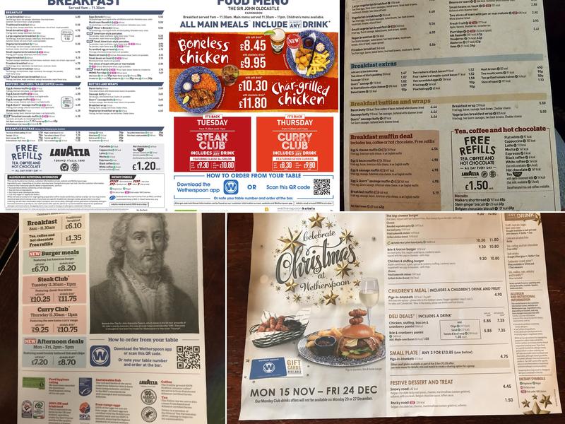 The Sir John Oldcastle - JD Wetherspoon Menu