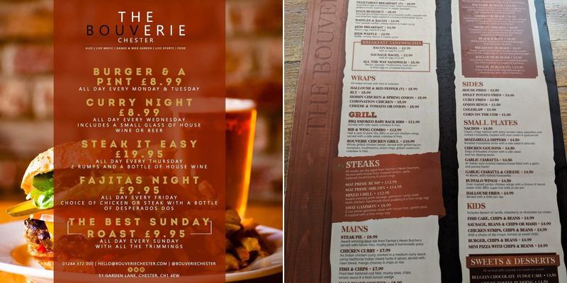 The Bouverie Bar & Restaurant Menu