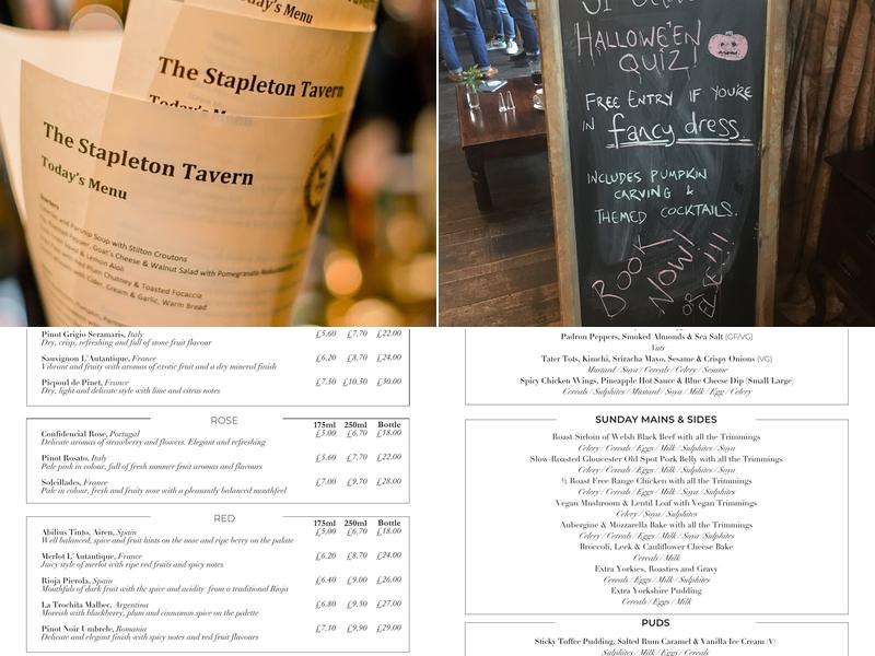 Stapleton Tavern Menu