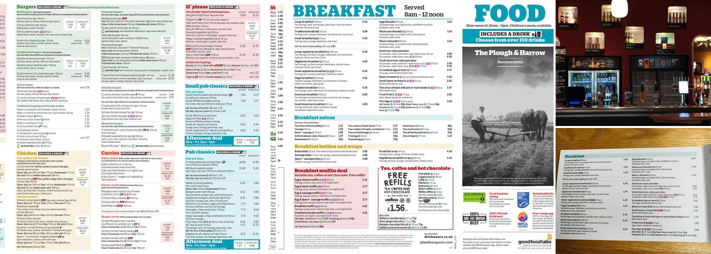 The Plough & Harrow Menu