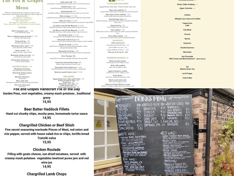 Fox & Grapes Menu