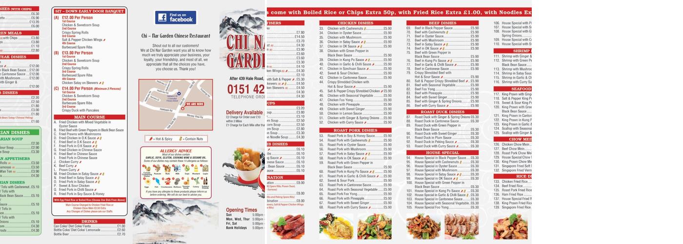 Chi Nar Garden Menu