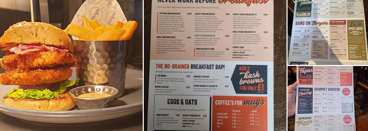 O'Neill's Kings Cross Menu