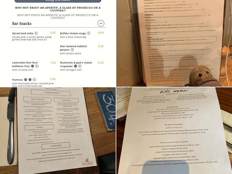 The Euston Flyer, Euston Road Menu