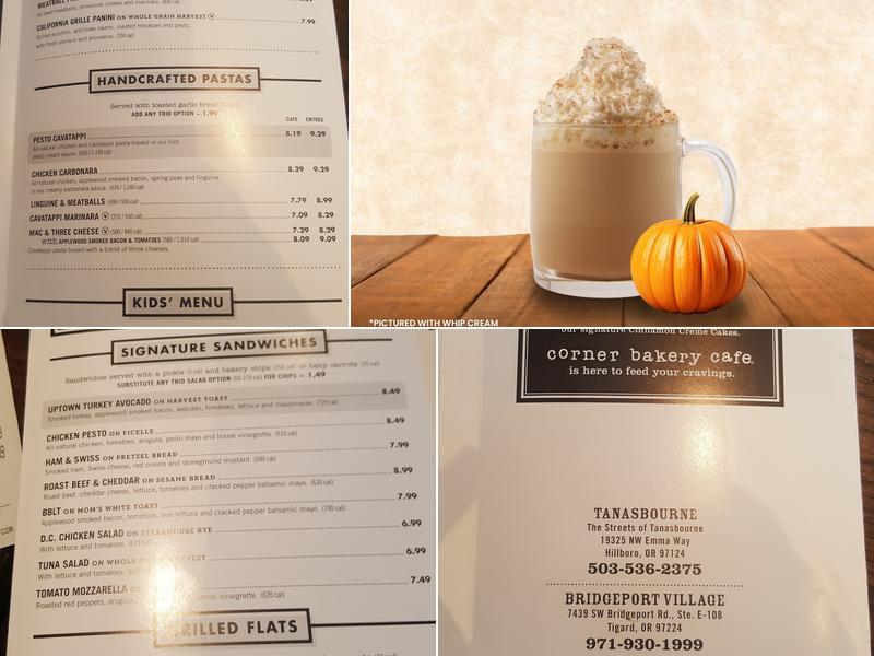 Corner Bakery Cafe Menu