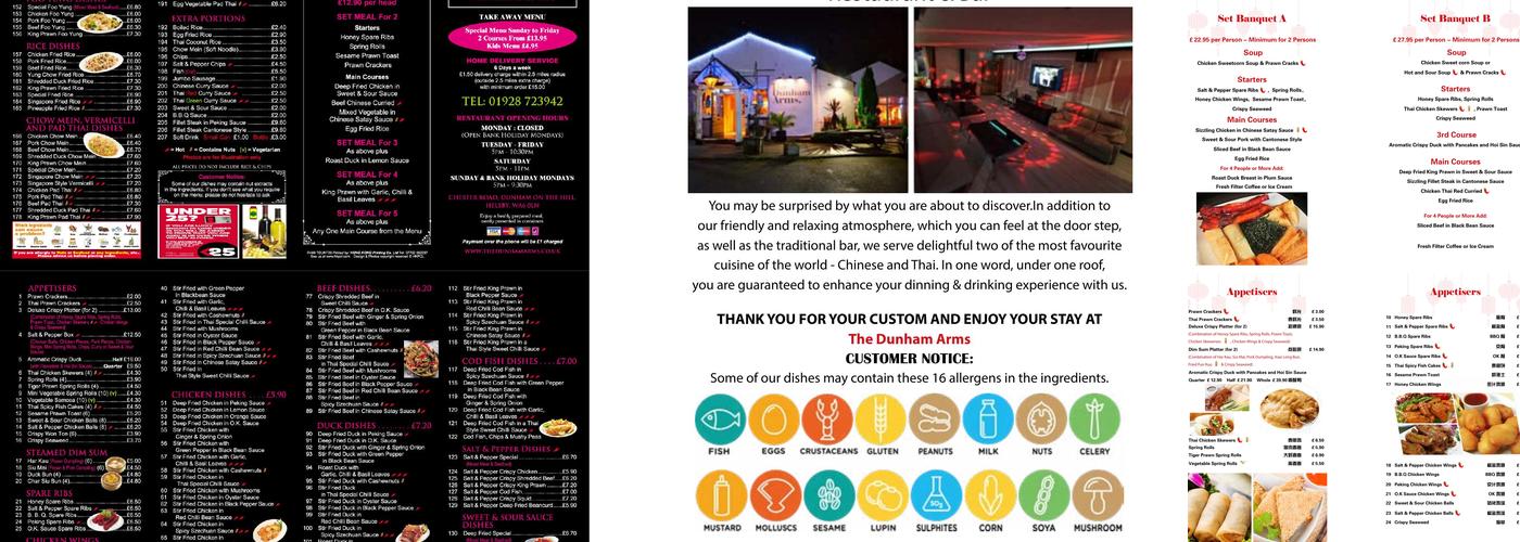 The Dunham Arms Menu