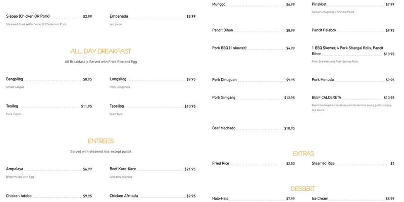 Nipa Hut Oriental Market Menu