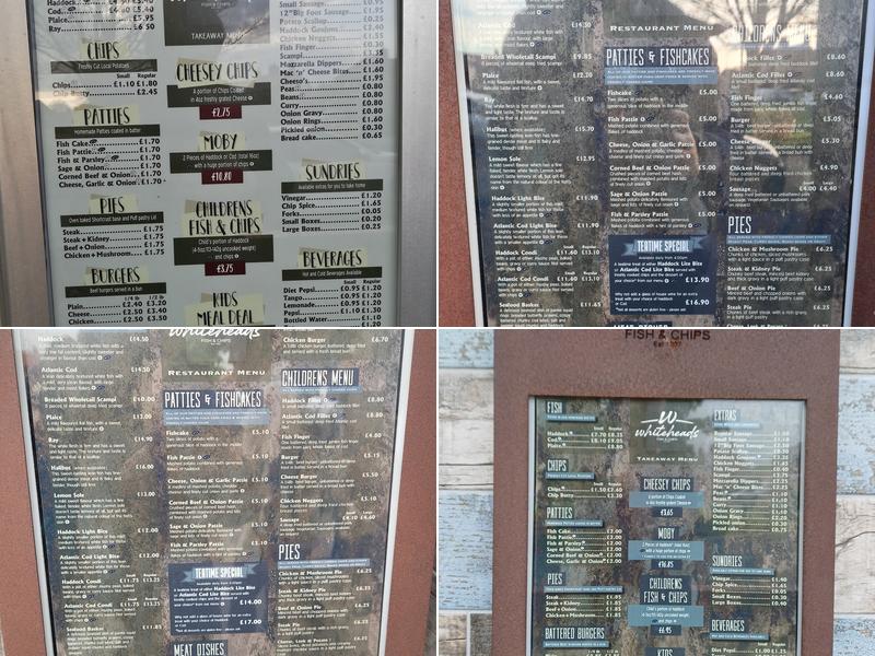 Whiteheads Fish and Chips Ltd Menu