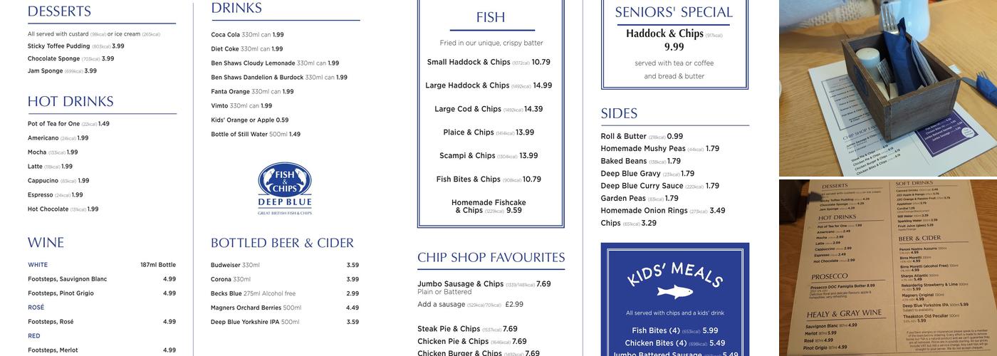 Deep Blue Fish & Chips Menu