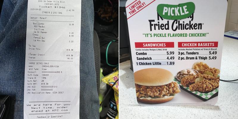 KFC Menu