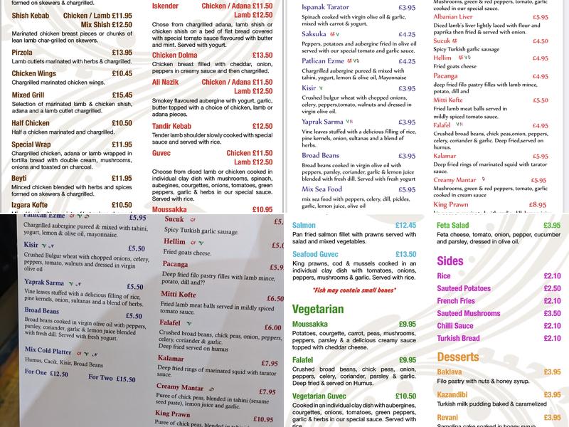 Ottoman Turkish Restaurant Menu