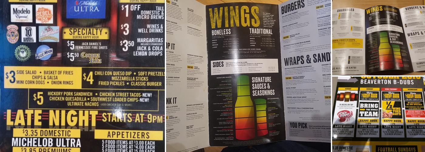 Buffalo Wild Wings Menu