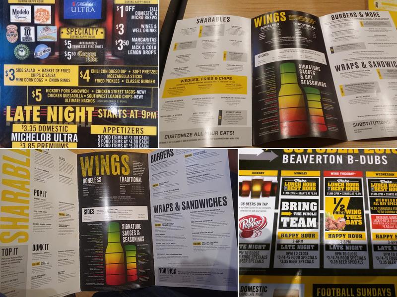 Buffalo Wild Wings Menu