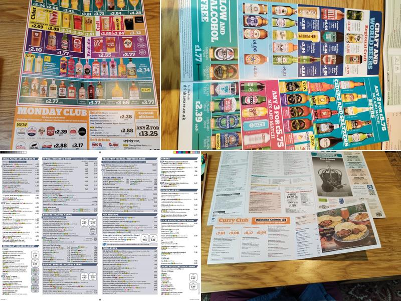 Wetherspoons Rose And Crown Menu