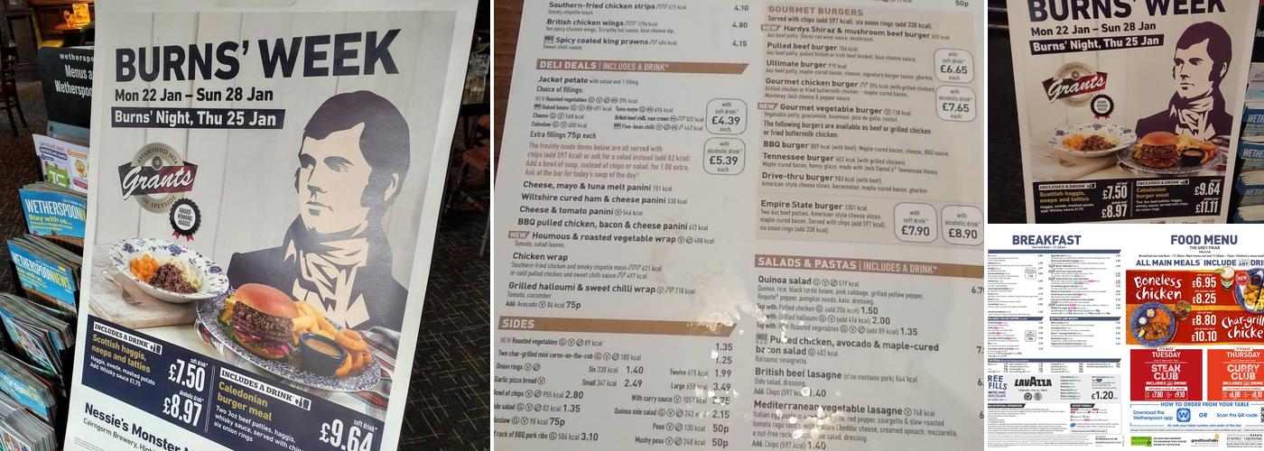 The Grey Friar - JD Wetherspoon Menu