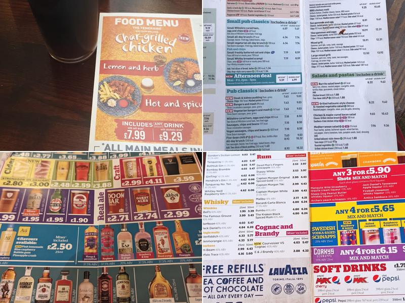 The Temeraire - JD Wetherspoon Menu