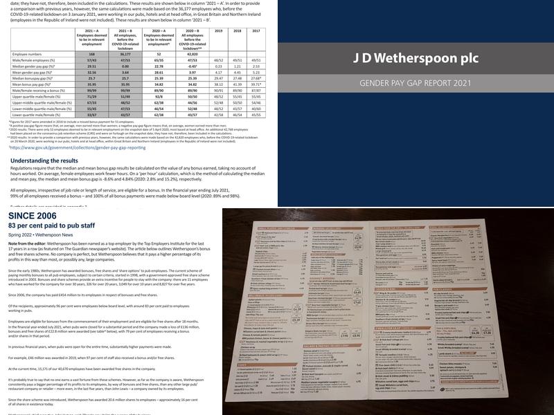 The Twelve Tellers - JD Wetherspoon Menu